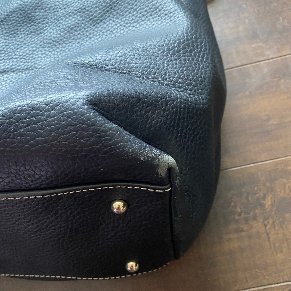 Dooney & Bourke Black Leather Shoulder Bag with Brown Handles - Picture 12 of 14